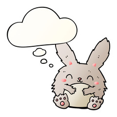 cute cartoon rabbit and thought bubble in smooth gradient style