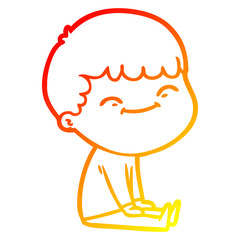 warm gradient line drawing cartoon happy boy