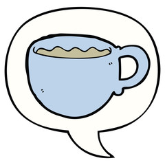 cartoon coffee cup and speech bubble