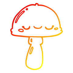 warm gradient line drawing cartoon mushroom