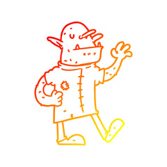 warm gradient line drawing cartoon goblin