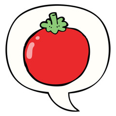 cartoon tomato and speech bubble
