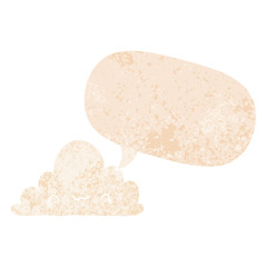 cute cartoon cloud and speech bubble in retro textured style