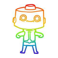 rainbow gradient line drawing cartoon robot