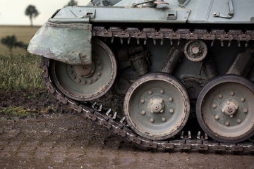 Fototapeta na wymiar german tank closeup background