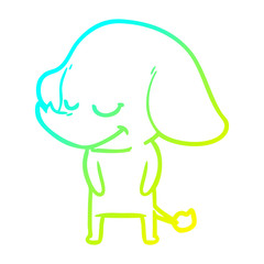 cold gradient line drawing cartoon smiling elephant