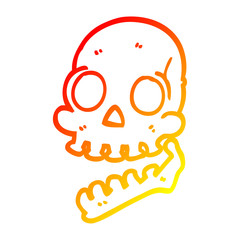 warm gradient line drawing cartoon skull