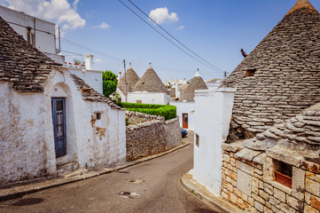 Small building on the corner of the street in Alberobello