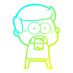 cold gradient line drawing cartoon shocked man