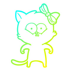 cold gradient line drawing cartoon cat