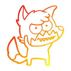 warm gradient line drawing cartoon grinning fox