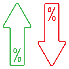 icon of percent growing and falling color