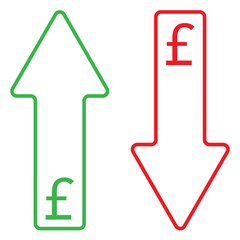 icon of pound growing and falling color