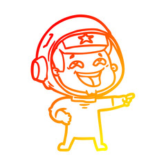 warm gradient line drawing cartoon laughing astronaut