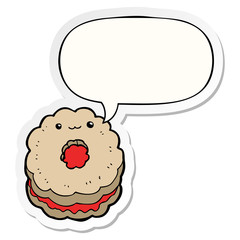 cartoon biscuit and speech bubble sticker