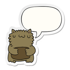cartoon bear and speech bubble sticker