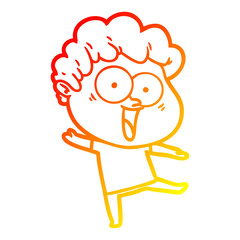 warm gradient line drawing cartoon happy man