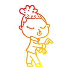 warm gradient line drawing cartoon calm woman