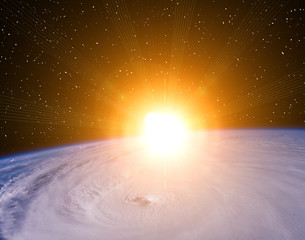 Sunrise, view from space. The elements of this image furnished by NASA.
