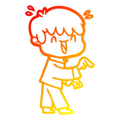 warm gradient line drawing cartoon laughing boy