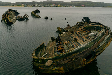 Ship graveyard in Teriberka Bay