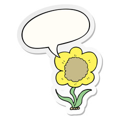 cartoon flower and speech bubble sticker