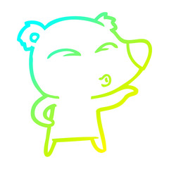 cold gradient line drawing cartoon whistling bear