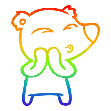 recommend clip art: rainbow gradient line drawing cartoon whistling bear