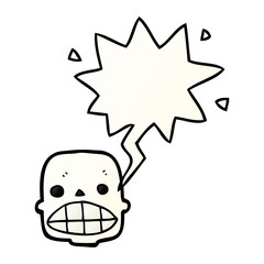 cartoon skull and speech bubble in smooth gradient style