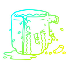 cold gradient line drawing cartoon broken mug