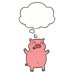 cartoon pig and thought bubble