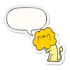 cartoon lion and speech bubble sticker