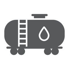 Oil tank glyph icon, industy and container, fuel train sign, vector graphics, a solid pattern on a white background.