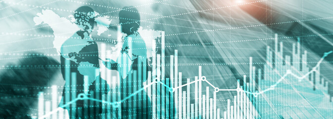 Business Finance Chart Graph. Trading Forex Exchange Investment Fintech concept. Mixed media