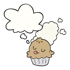 cute cartoon pie and thought bubble
