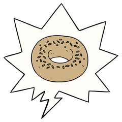 cartoon donut and speech bubble