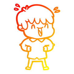 warm gradient line drawing cartoon laughing boy