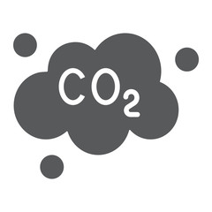 Pollution co2 glyph icon, ecology and dioxide, co2 emissions cloud sign, vector graphics, a solid pattern on a white background.