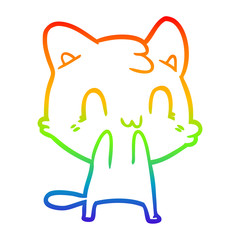 rainbow gradient line drawing cartoon happy cat