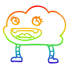 rainbow gradient line drawing cartoon weather cloud