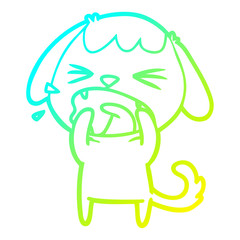 Obraz premium cold gradient line drawing cute cartoon dog barking