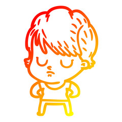warm gradient line drawing cartoon woman