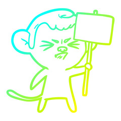 cold gradient line drawing cartoon angry monkey