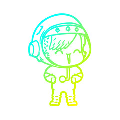 cold gradient line drawing happy cartoon space girl