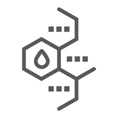 Oil molecule line icon, chemical and molecular, oil formula sign, vector graphics, a linear pattern on a white background.