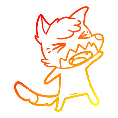 warm gradient line drawing angry cartoon fox