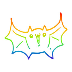 rainbow gradient line drawing cartoon happy vampire bat