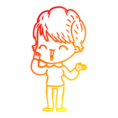 warm gradient line drawing cartoon laughing woman
