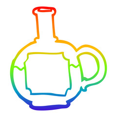 rainbow gradient line drawing cartoon food bottle