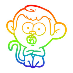 rainbow gradient line drawing cartoon shocked monkey